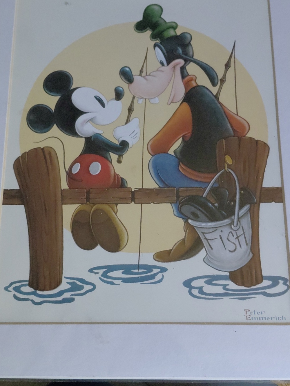 11" By 14" Matted Plastic Wrapped Goofy And Mickey Mouse Signed Print.